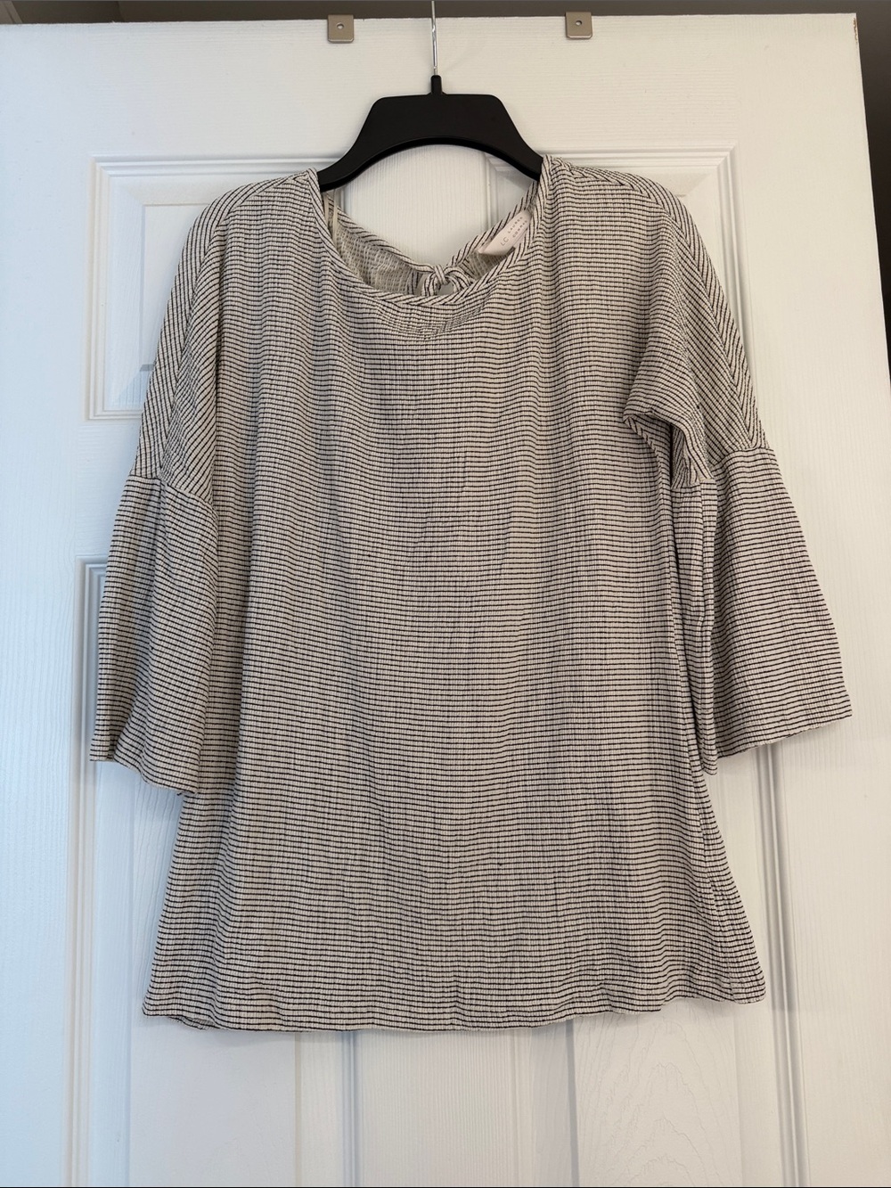 LC Lauren Conrad Striped Bell-Sleeve Tunic in Beige and Black